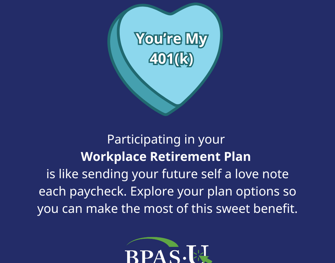 Blue conversation heart that says "You're my 401(k)"