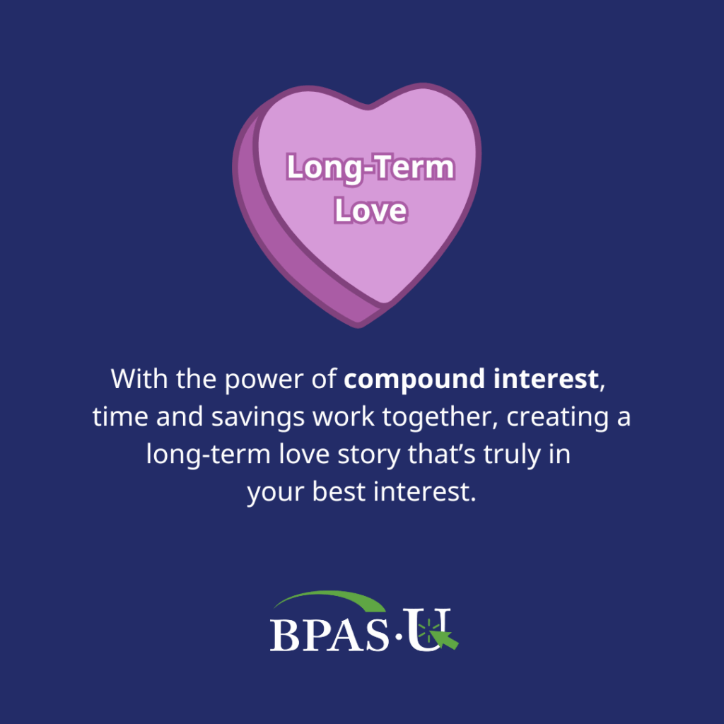 Conversation heart that says "Long-Term Love"