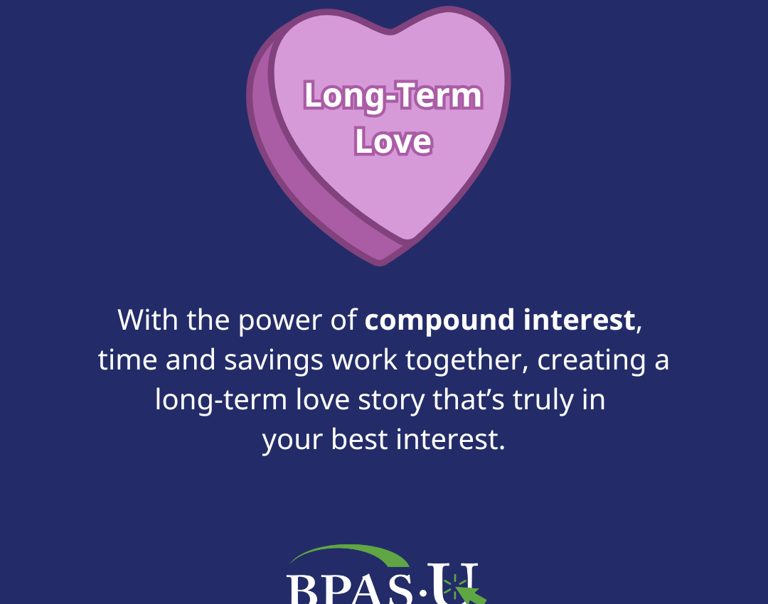 Conversation heart that says "Long-Term Love"