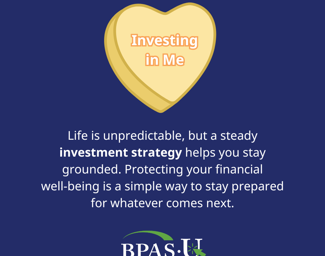 Conversation heart that says "investing in me"