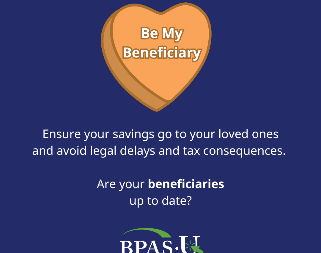 Conversation Heart that says " Be my beneficiary"