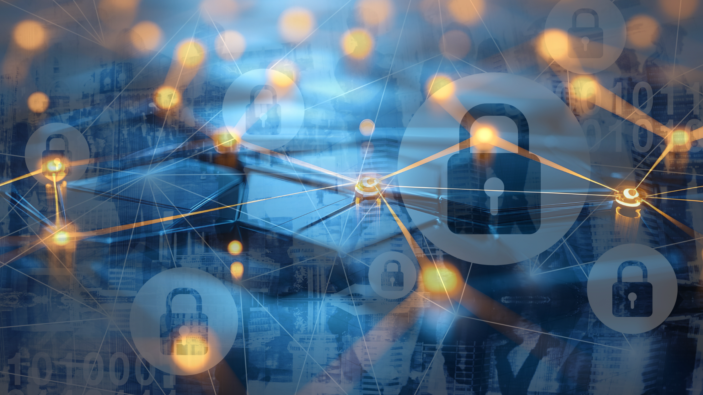 Cybersecurity network image with lock icons