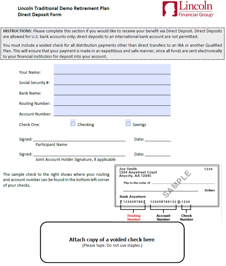 Here is a direct deposit form sample.