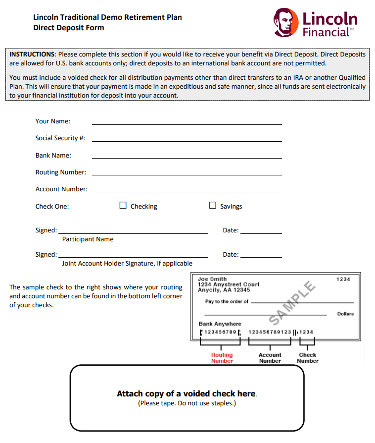 Here is a direct deposit form sample.