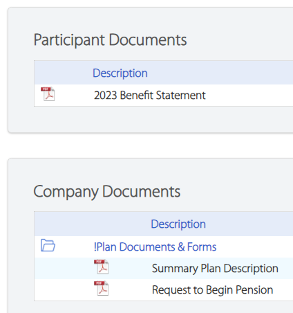 Here is the documents section in the portal.